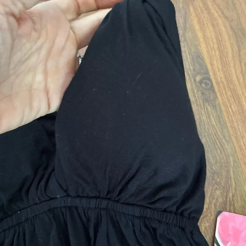 NWT Y2K black baby doll padded tank top S - Picture 3 of 6